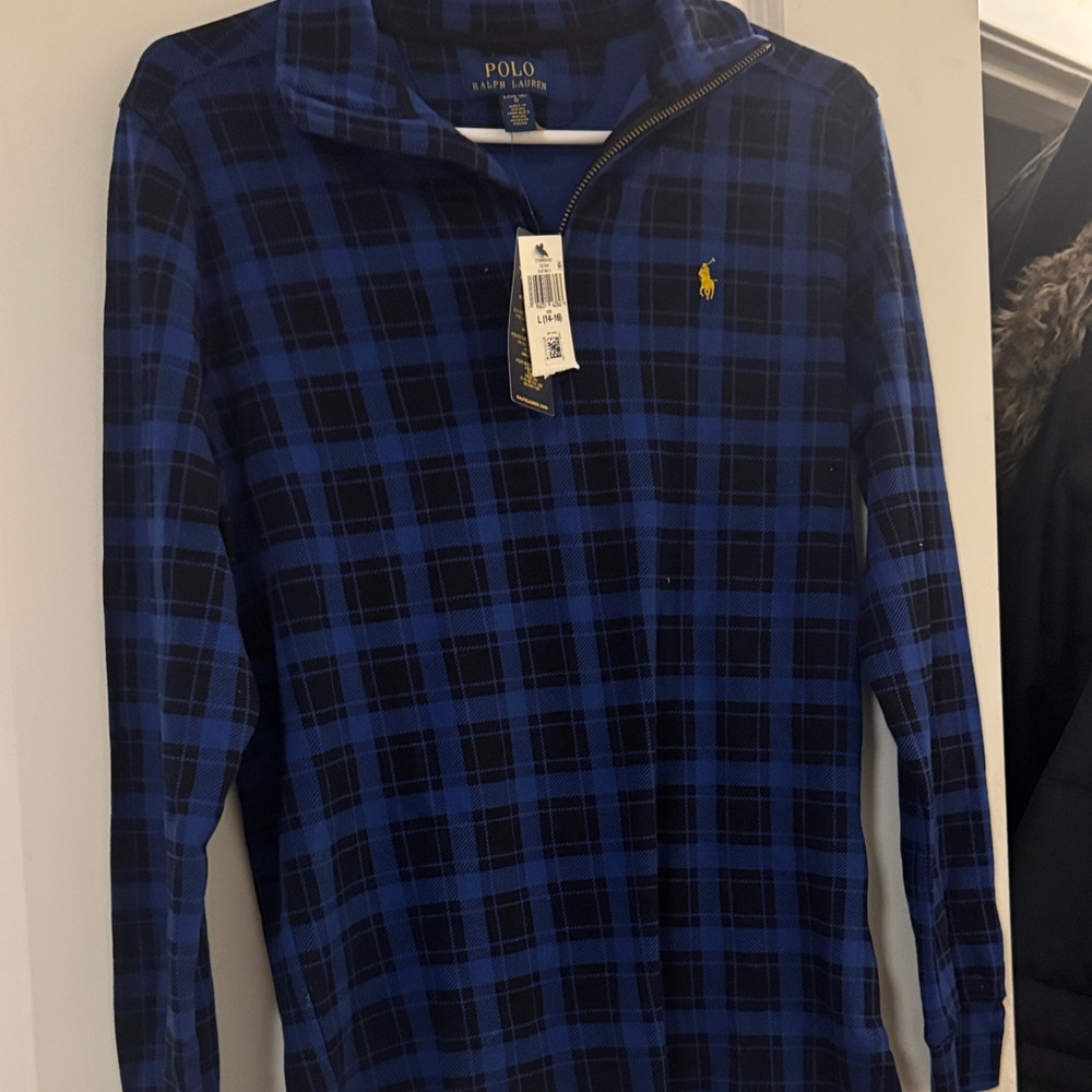 Polo by Ralph Lauren Black and Blue Checkered Sweatshirt - Picture 4 of 5